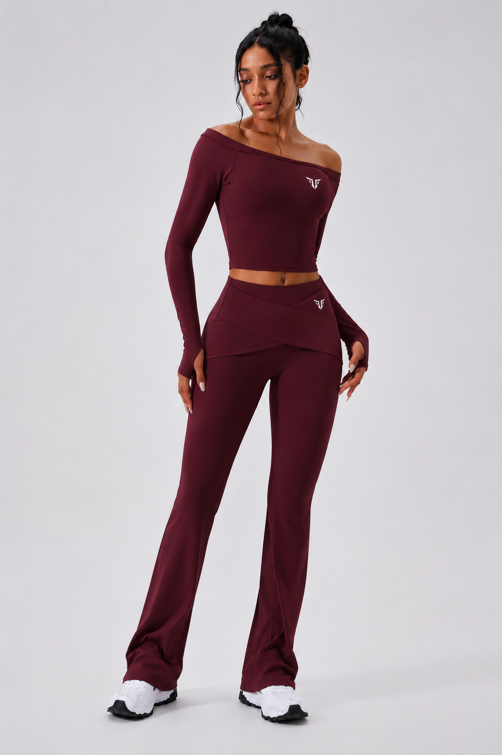 IRONVEIL – Ensemble Sport 2 Pièces | Bra Épaules Dénudées + Leggings Taille Haute Séchage Rapide