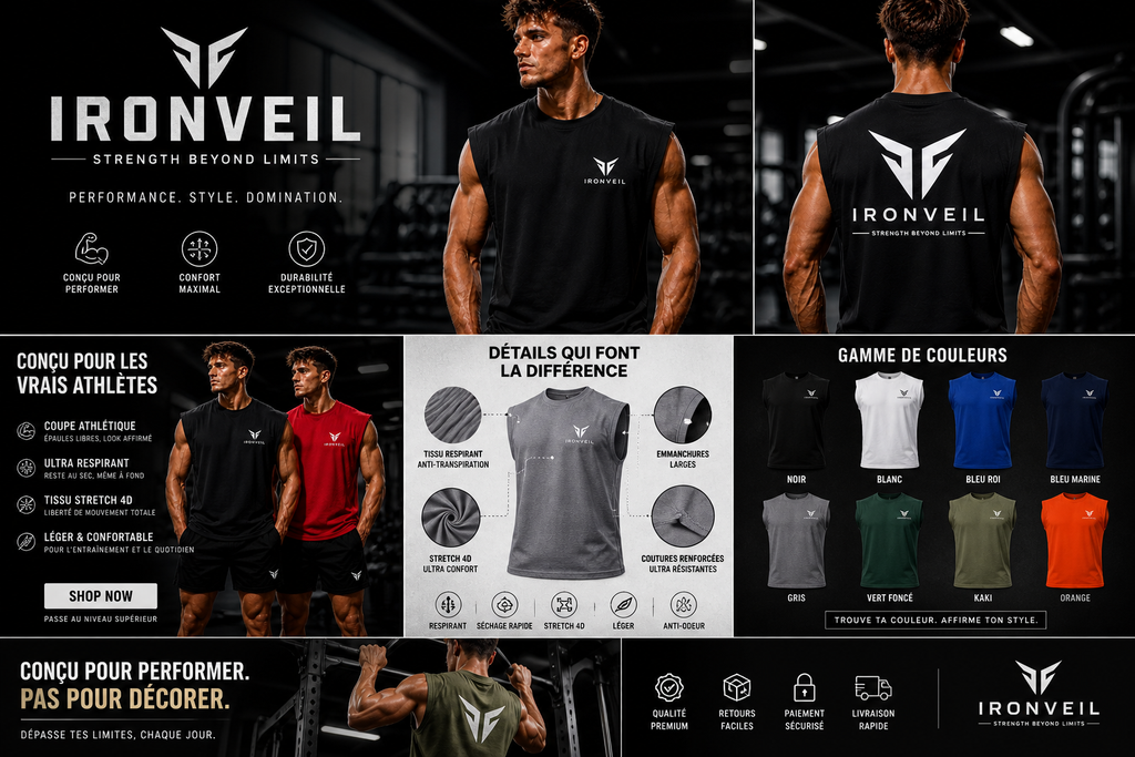 IRONVEIL Débardeur Sport Homme – Séchage Rapide & Ultra Respirant
