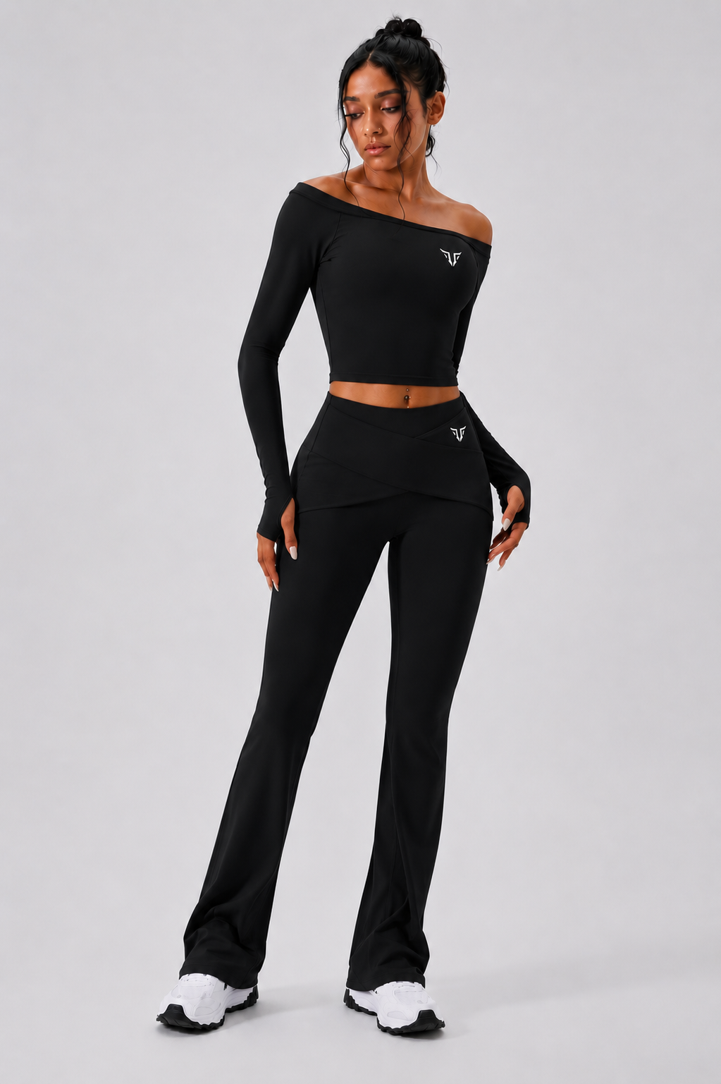 IRONVEIL – Ensemble Sport 2 Pièces | Bra Épaules Dénudées + Leggings Taille Haute Séchage Rapide