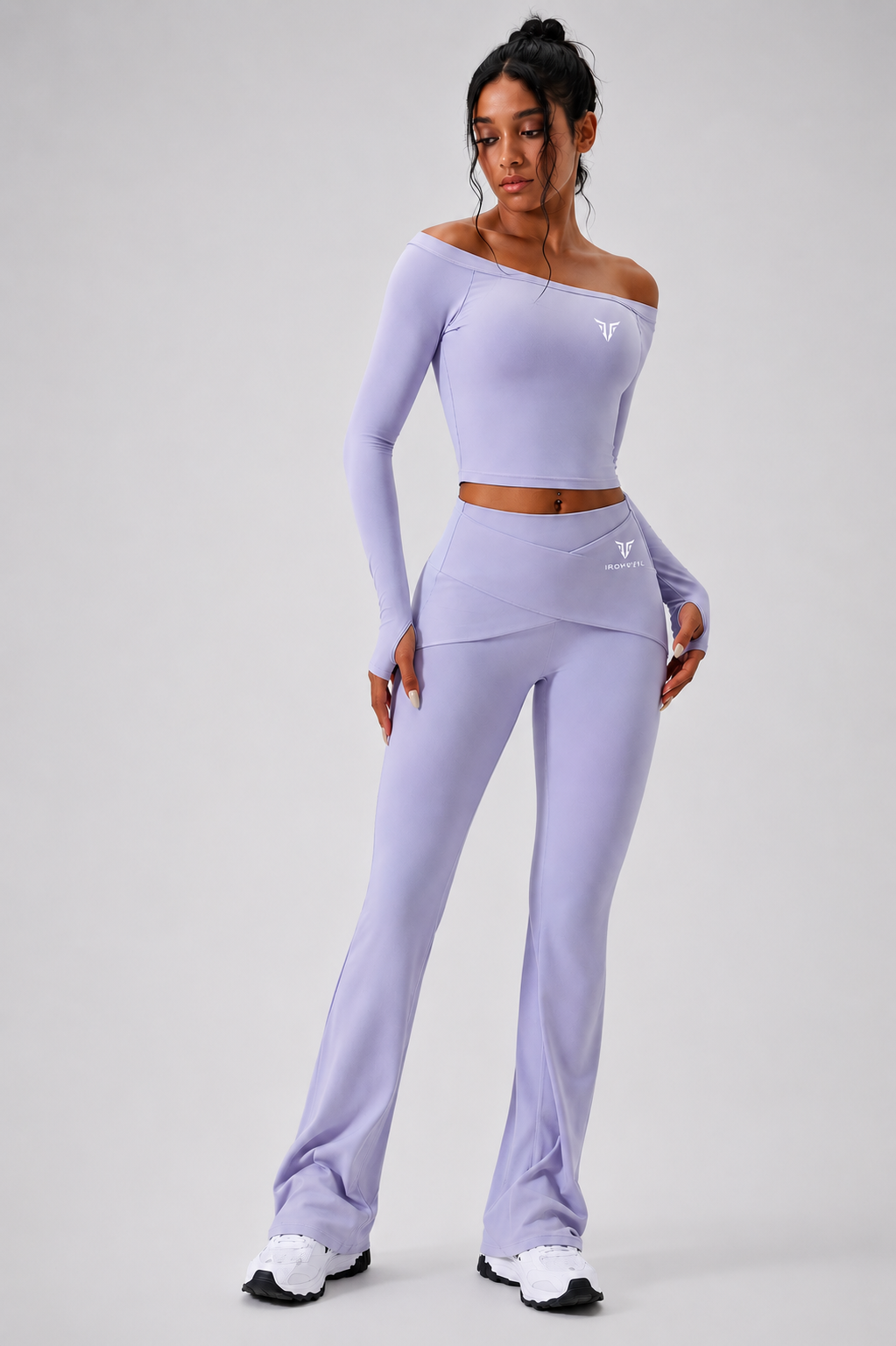 IRONVEIL – Ensemble Sport 2 Pièces | Bra Épaules Dénudées + Leggings Taille Haute Séchage Rapide